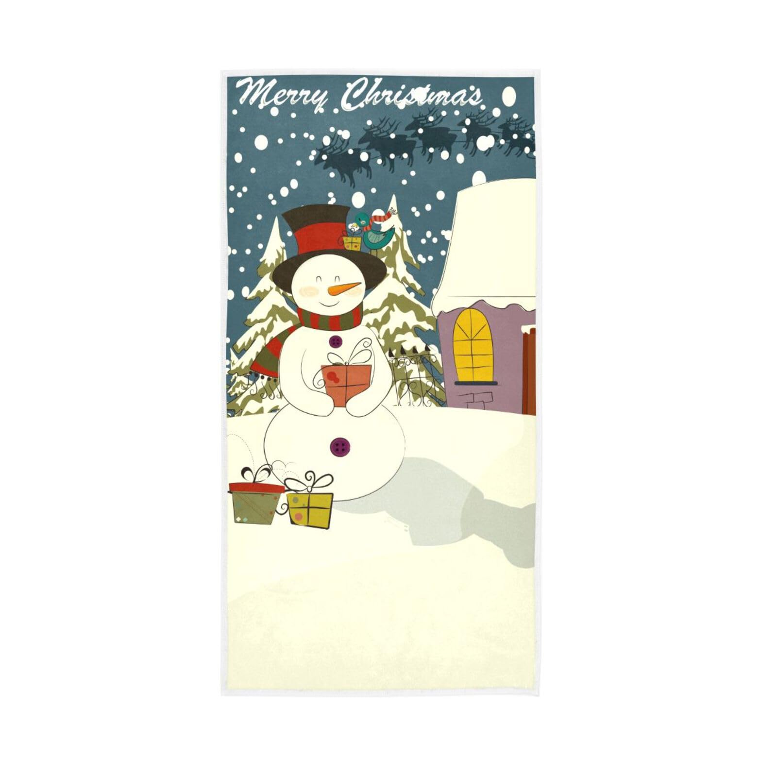 HUYGD Snowman Bird Kitchen Hand Towels, 15 x 30 Inches Decorative Bathroom Towel Printed Hand Towels, Farmhouse Towels