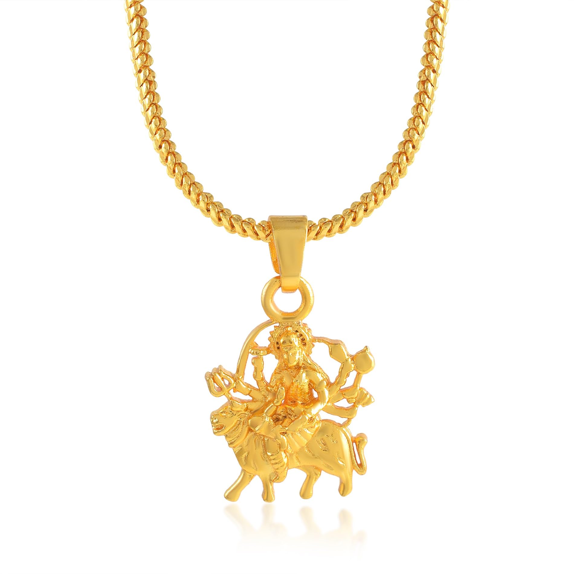 gold plated Durga mata Vaishno Devi Maa Sherawali Mata religious pendant for men women(ACPC0178A)-image-10
