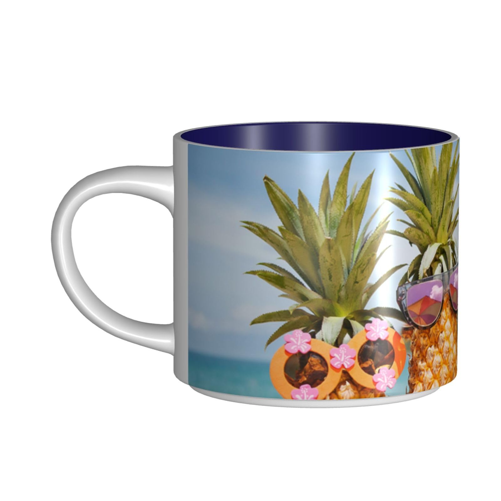 Ananas Owoce Okulary przeciwsłoneczne Piasek Plaża Drukowane Duża Pojemność Ceramiczne Kubki Filiżanka Do Kawy