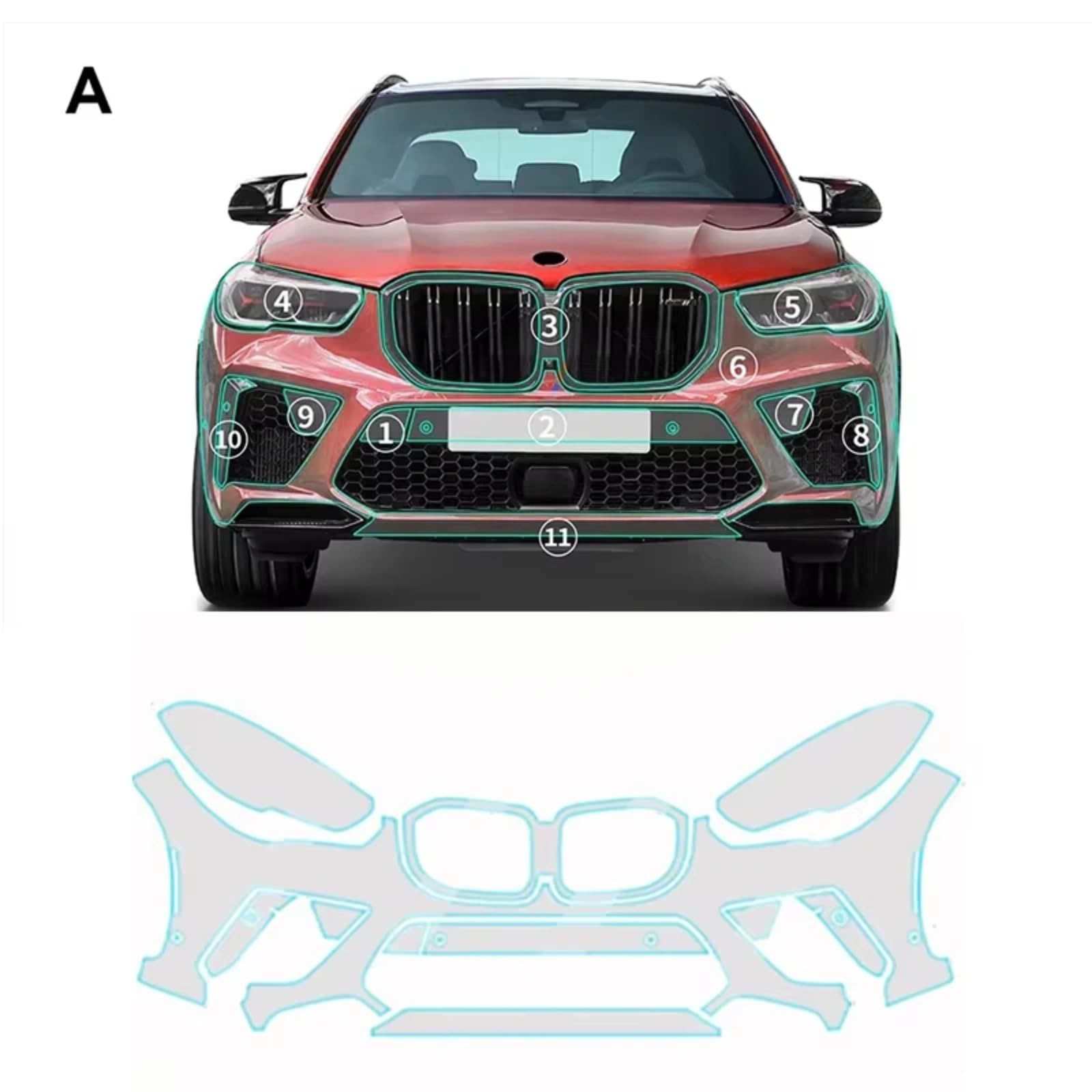 Adesivo per carrozzeria in TPU Trasparente PPF, Pellicola Protettiva per Baule Anteriore e Posteriore, AntiGraffio per BMW X5M F95 2020-2022(A)