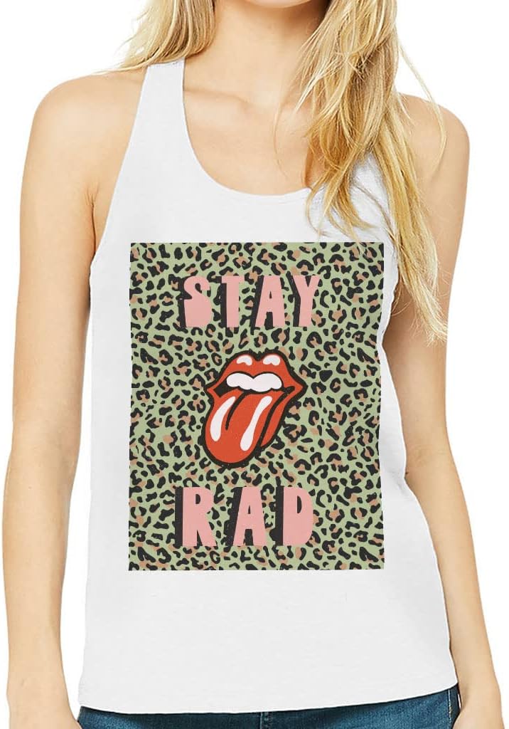 Stay Rad Women's Racerback Tank - Cheetah Tank Top - Graphic Workout Tank