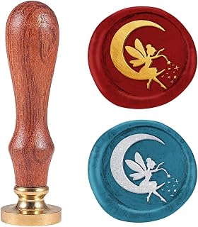 Moon Fairy 1" Wax Seal Stamp Retro Sealing Stamps Removable Brass Head Seal Stamp with Wooden Handle Sealing Wax for Envelope Greeting Card Letter Wedding Invitations Gift Wrapping Decor