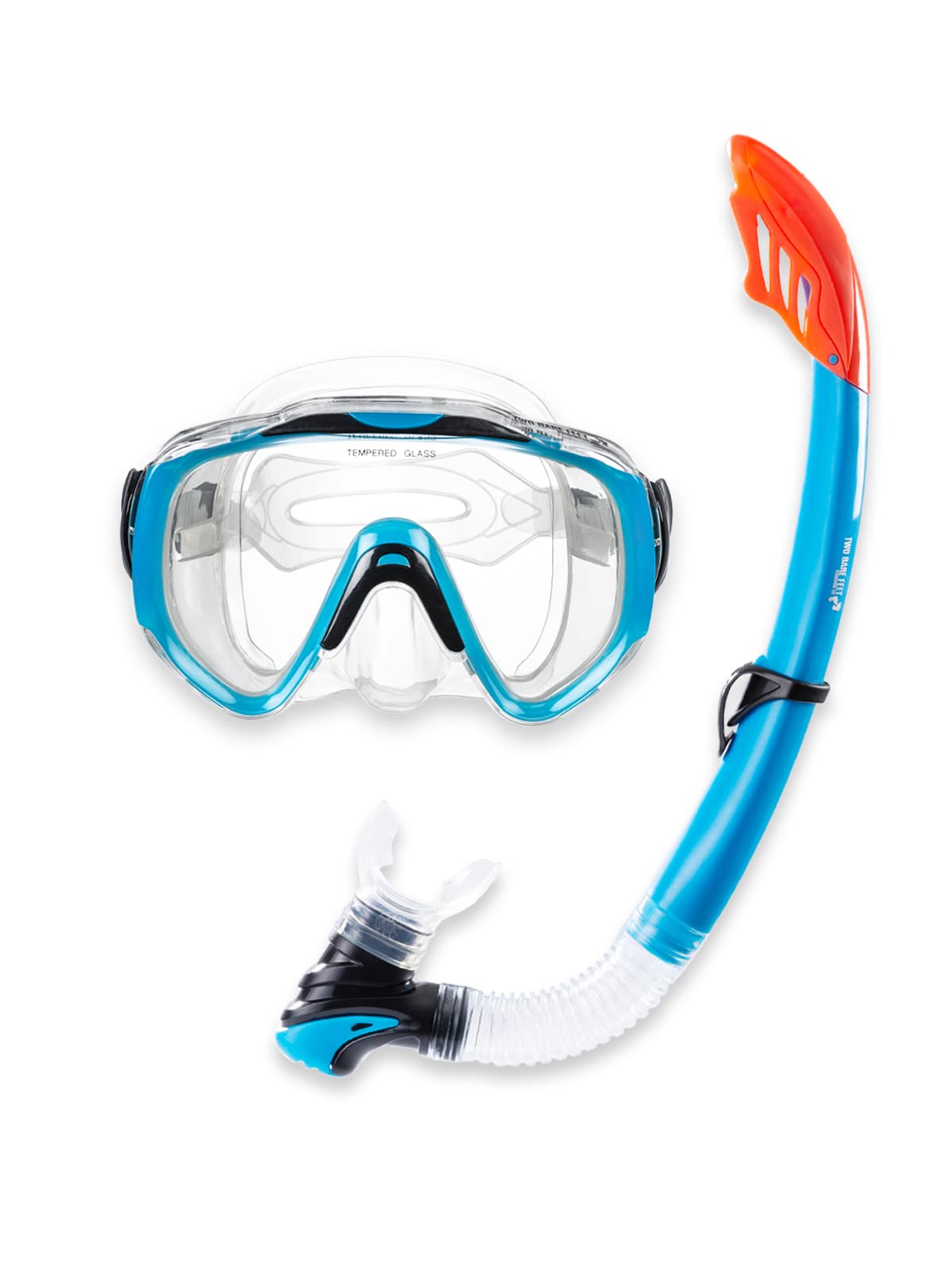 Two Bare Feet Silicone XL Mask & Snorkel Diving Set - Style 2 - Scuba Dive Snorkelling (Aqua) — image 1