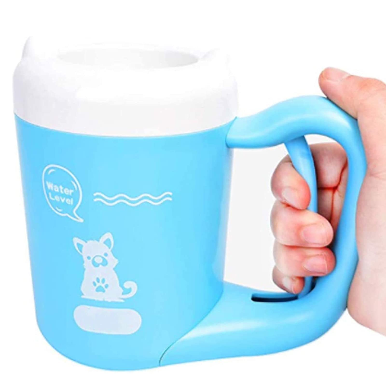 Copa para baño de pies， Cepillo for Lavar Patas de Perro, semiautomático, Giratorio 360°, Silicona Suave(Blue,S)