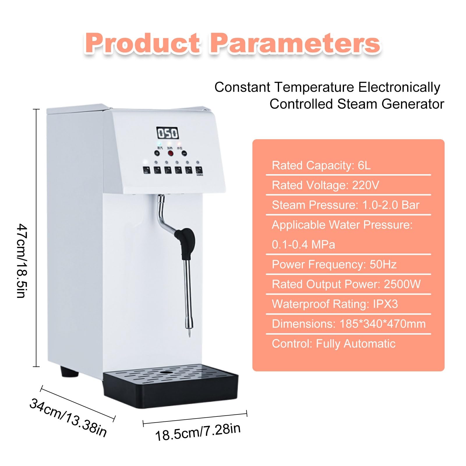 Spieniacz Do Mleka Z Podgrzewaczem 2500w 6l, Urzadzenie Do Spieniania Mleka Ze Stali Nierdzewnej Z Regulacja Temperatury I LED, Do Kawy Latte I Cappuccino