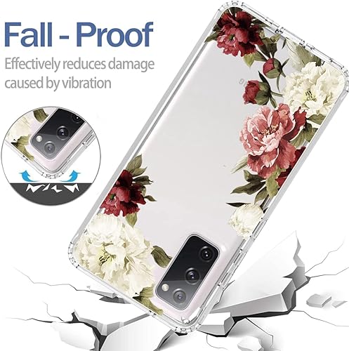 Miniatura 7 de Funda de teléfono para Galaxy S20 5G, Samsung S20 SM-G981U con protector de pantalla de vidrio templado, bonito patrón floral transparente, funda