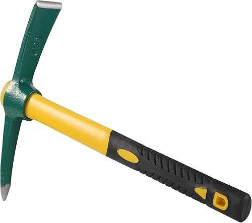 KEILEOHO 17.7 pulgadas Pick Mattock Hoe, hacha forjada para jardín con mango de goma, azada de deshierba para jardinería, aflojar el suelo, camping,