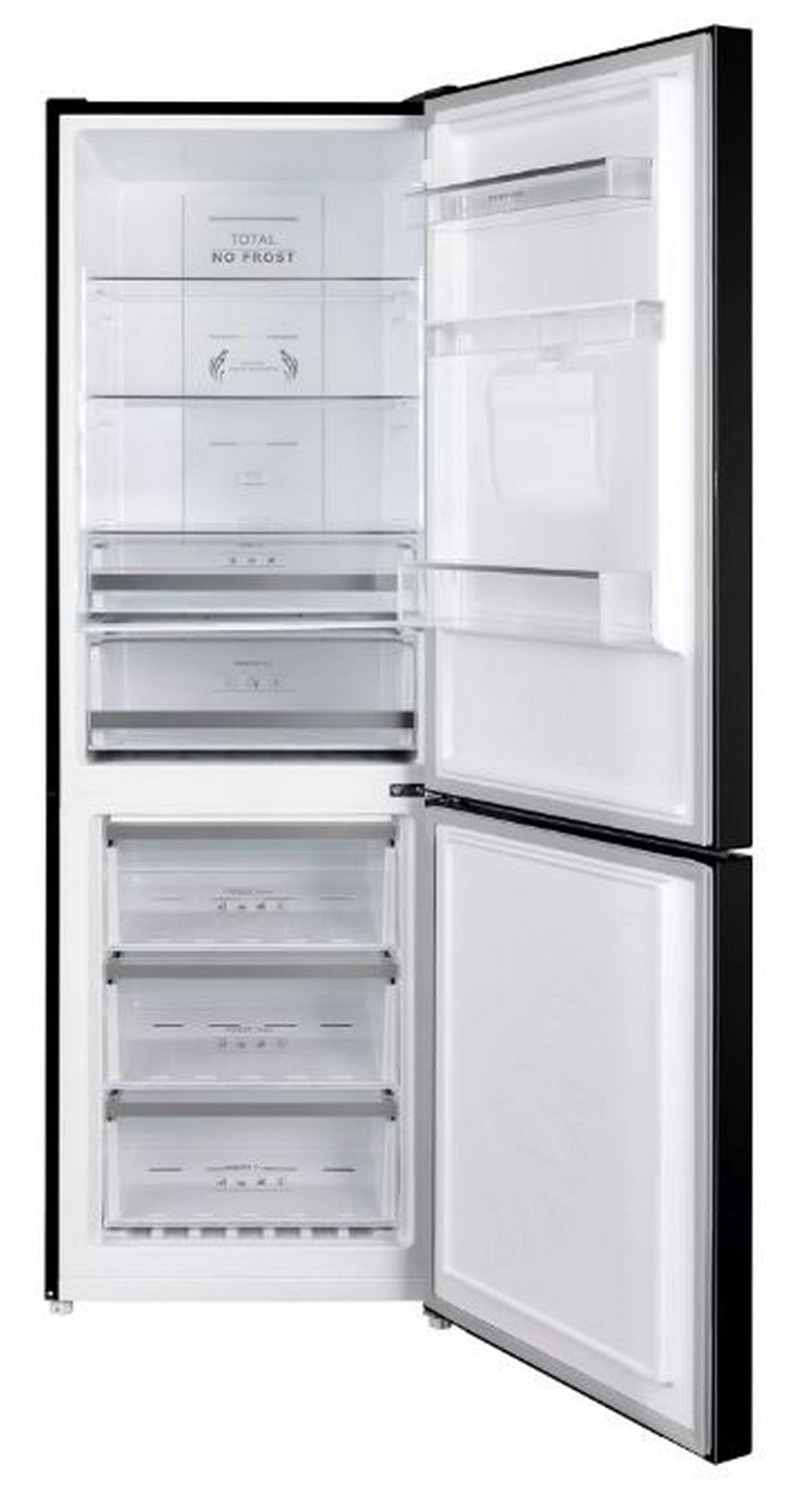 INFINITON Frigorifico Combi FGC-A185ND, 315 Litros, 185 cm de Altura, Ancho de 60 cm, Inverter, Dispensador de Agua con 2L de Capacidad, D, Dark Inox