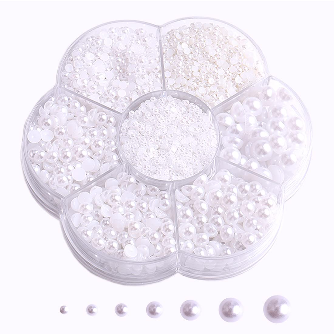 BLAAROOM 5700 White Half Pearls for Crafts, Flatback Pearls for Nail Art/Jewels Pearls DIY Accessory Flat Back Craft Pearls for Artist Creative Art and Fashion Projects