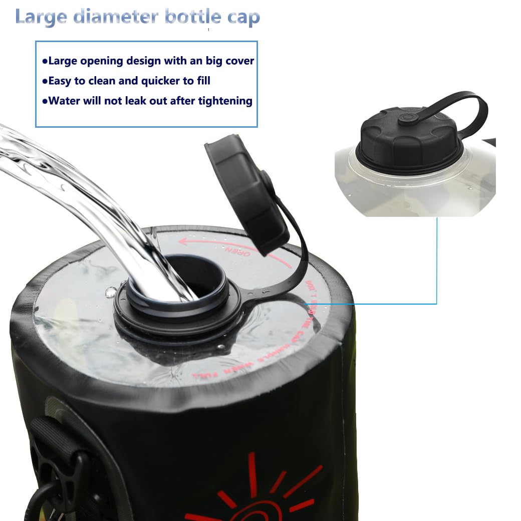 Doccia da Campeggio Portatile 12 L con Display e Pompa a Pedale | TPU resistente, sacca pieghevole, finestra trasparente, doppio raccordo, tubo rimovibile, getto regolabile, spiaggia, animali