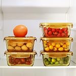 DAS TRUST 8 Pack Amber Glass Prép. Repas Conteneurs Micro-ondes Safe Prep Repas Bols Verre Food Prep Conteneur avec couvercle pour les boîtes à bento de préparation des repas adultes