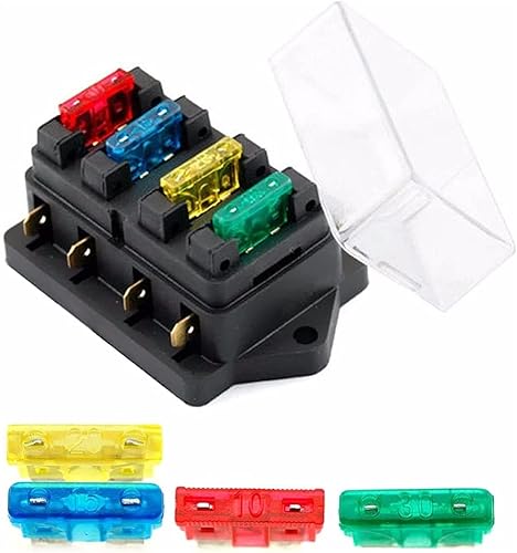 12 V  24 V 4 Way Car Truck Car Blade Fuse Box Holder Circuit Standard ATO + 4X Fuse