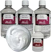 Kit Ativador Slime Universal 500ml + Cola Slime Fluffy 500g + Cola Slime Transparente Clear 500g - Altezza - Kit DIY para Slimes Criativos (Kit + Pearl 100g)