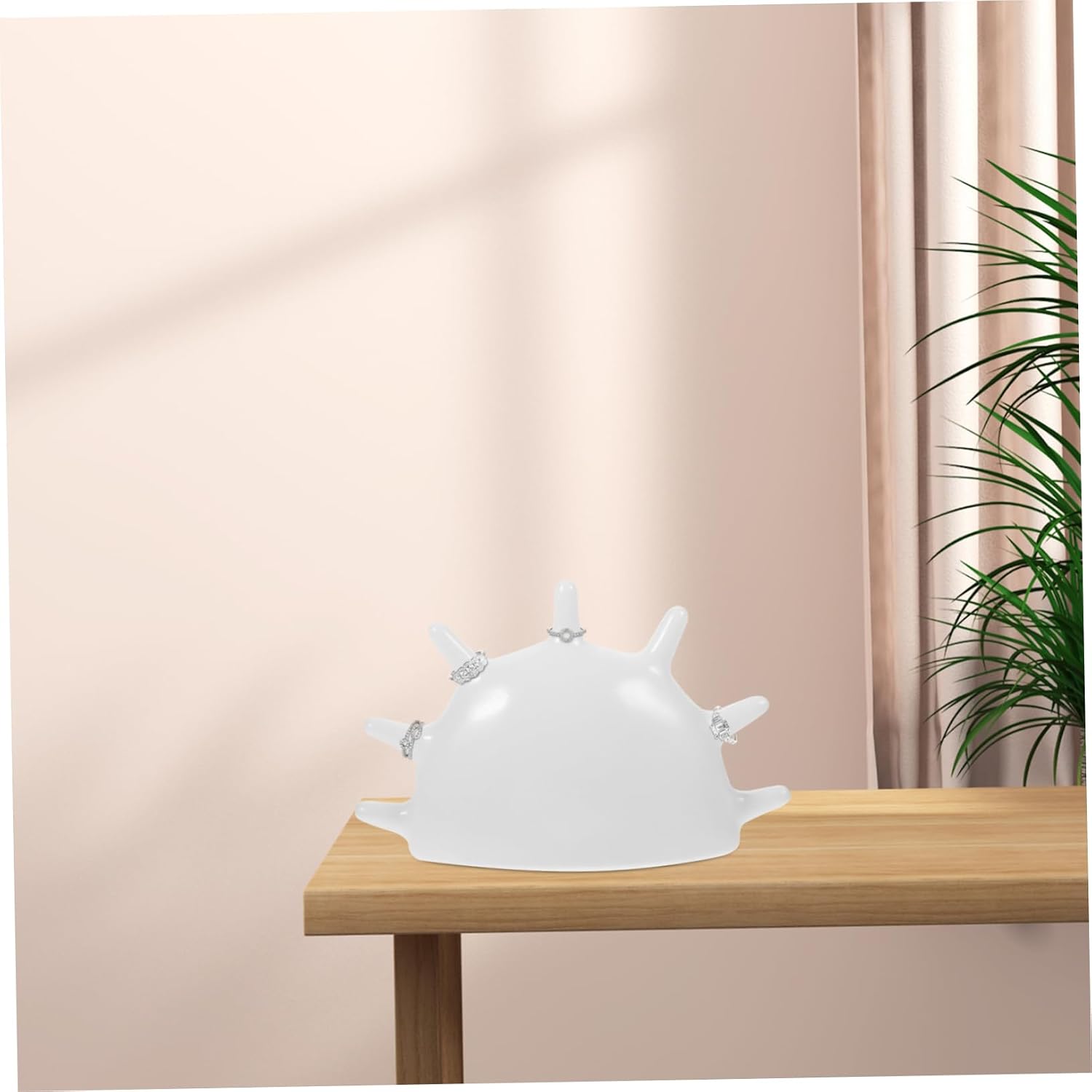 Cabilock Hand Shaped Resin Jewelry Stand Xmas for Rings White Desktop image 3