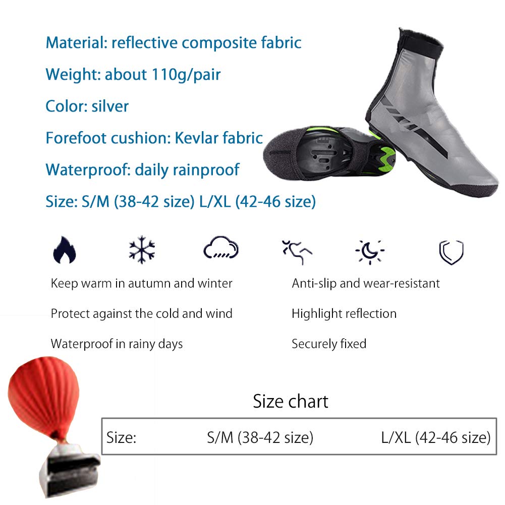 Vélo Couvre-Chaussures de vélo Couvre-Chaussures, Hommes Femmes Route de Montagne Couvre-Chaussures de Cyclisme, Couvre-Chaussures à glissière antidérapant, Protecteur de Bottes de Pluie