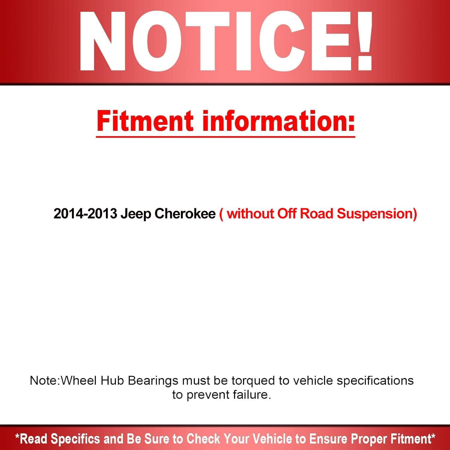 MotorbyMotor 513349 Front Wheel Bearing and Hub Assembly Fits for Jeep Cherokee 2014-2013 (Without Off Road Suspension) Low-Runout OE Directly Replacement Hub Bearing (w/ABS)