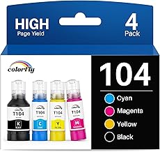 colorfly 104 Ink Compatible with Epson Multipack 104 102 EcoTank for EcoTank ET-2710 ET‑2711 ET-2715 ET-2720 ET-2726 ET-2700 ET-2750 ET-2756 ET-2810 ET-37 0000 UND- 3 750 ET-4700 ET -4750