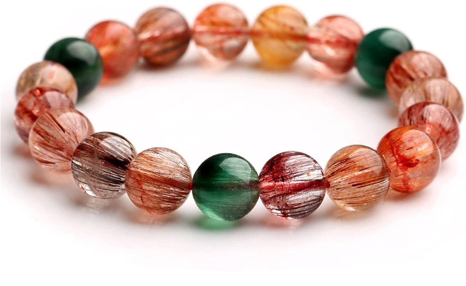 ZXLIHS Feng Shui-Armband, Feng Shui-Reichtumskristall-Armband, goldene Rutilquarz-Farbe, Rutilquarz-Armband, zieht Reichtum an, Talisman für Wohlstand, Geld, viel Glück (8 mm)