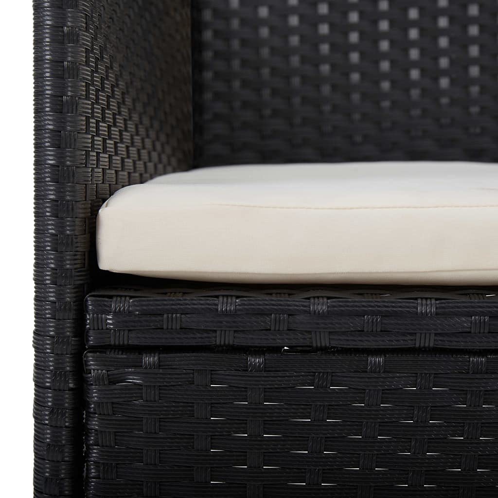 vidaXL Lot de 2 Chaises de Jardin, Fauteuil avec Accoudoirs, Siège de Salon avec Dossier Salle à Manger Extérieur, Résine Tressée Noir