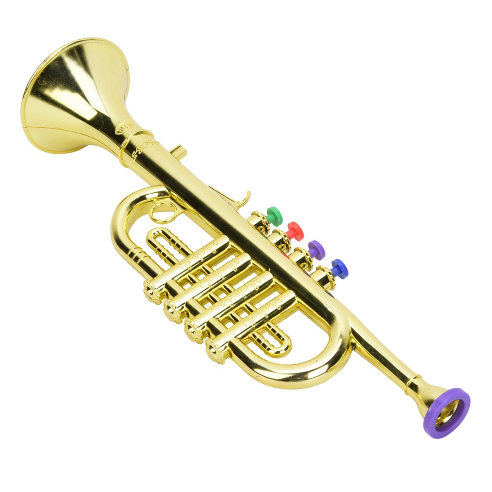 Trompeta para Niños Instrumento Musical Infantil de Plástico Recubierto de Oro para Aprendizaje Divertido, Ritmo de Aprendizaje y Regalo para Niños, Juguete Musical Preescolar