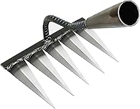 Vista 1 de Ironrake - Rastrillo de hierro resistente, 1 rastrillo de hierro para jardinería y deshierbe con 5 púas de metal, rastrillo de desmalezar