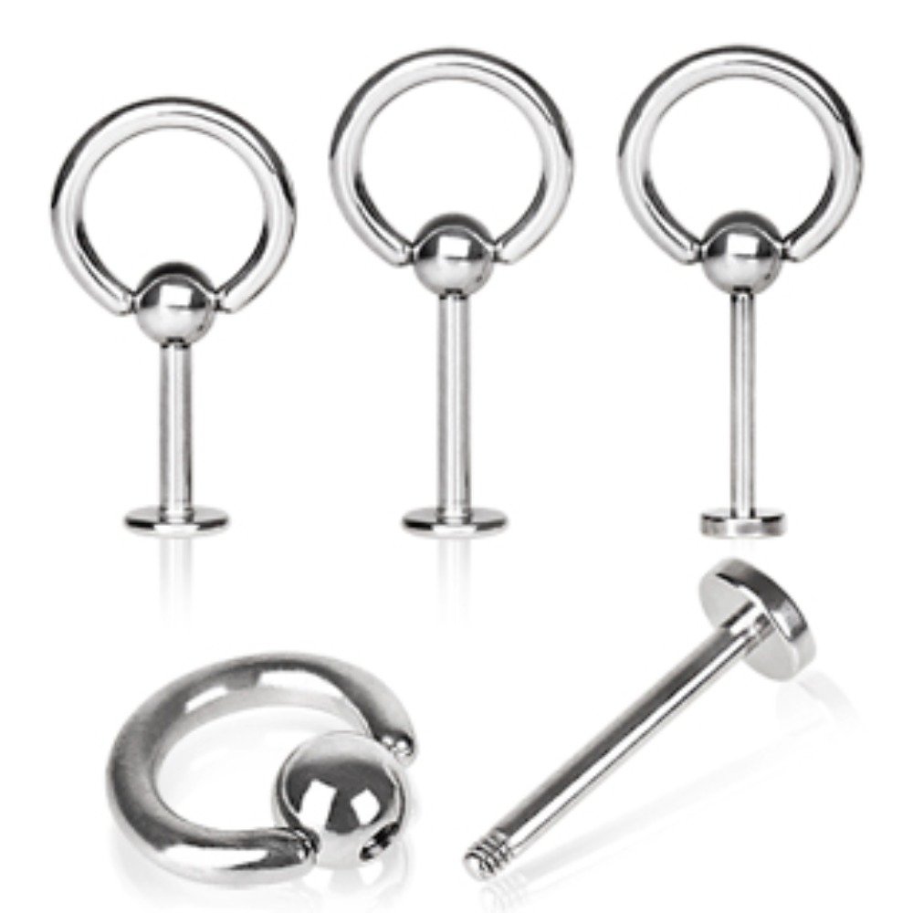 WildKlass Jewelry 316L Surgical Steel Labret/Monroe with Slave Ring Ball