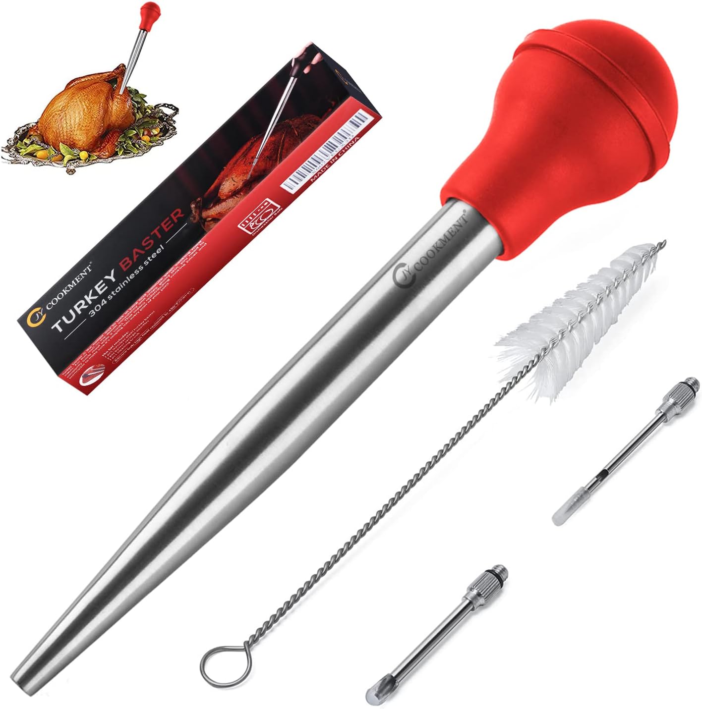 JY COOKMENT Stainless Steel Turkey Baster Baster Syringe