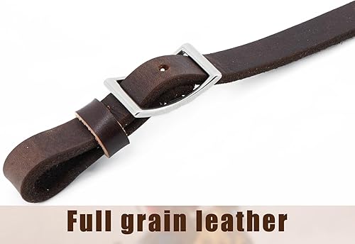 Jeereal Heavy Oil Harness Leather Horse Tie Down Strap - Made with Heavy Oil Weighted Harnness Leather, Stainless Steel Hardware, 3/4"x40" (Oil-Tanned | Brown)(Oil-Tanned | Coffee)