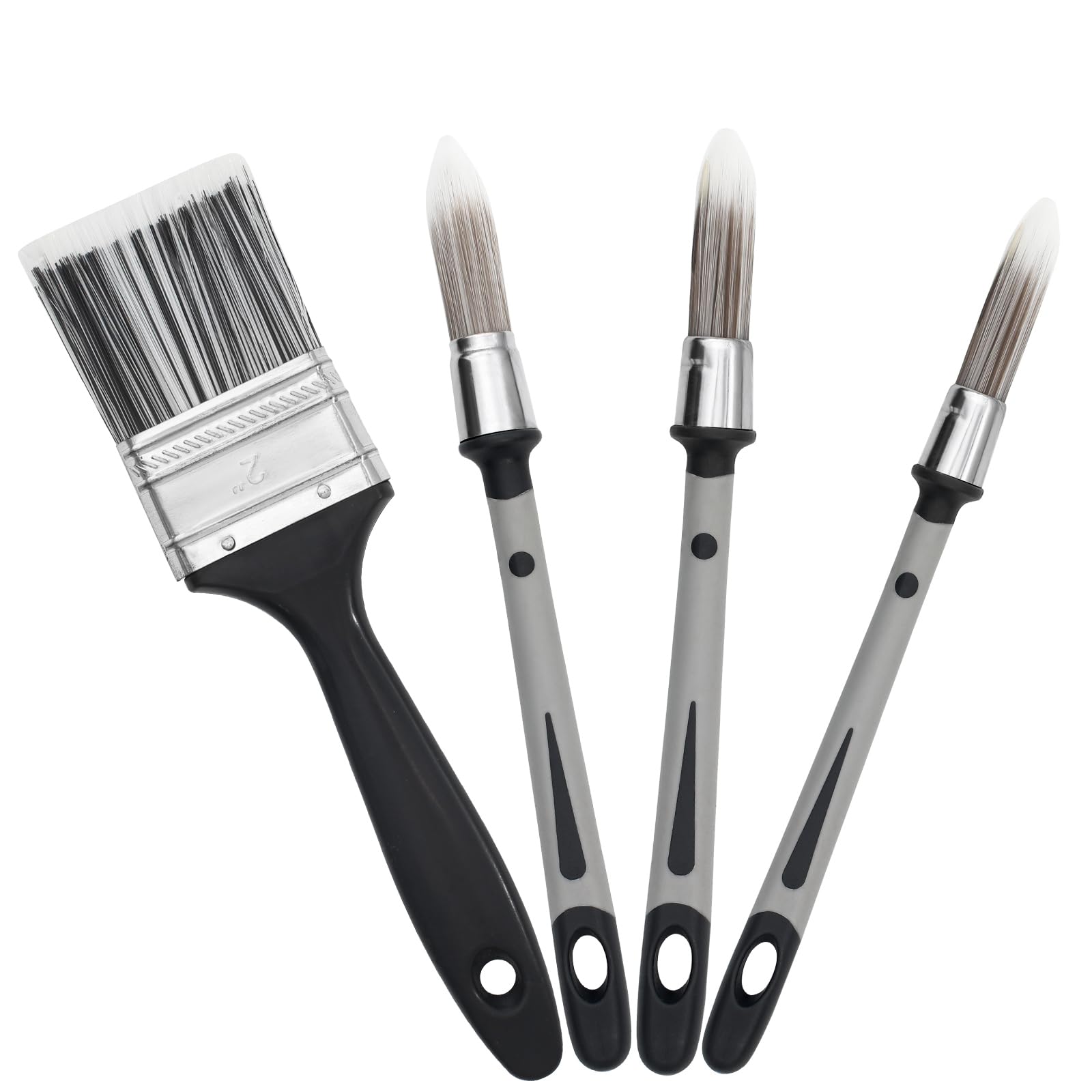 Lot De 4 Pinceaux De Peinture 0,45/0,6/0,75/2 Pouces - Petits Pinceaux De Peinture Professionnels - Pinceaux De Peinture De Qualité Supérieure Pour Murs, Fenêtres En Bois, Cadres De Porte, Peinture