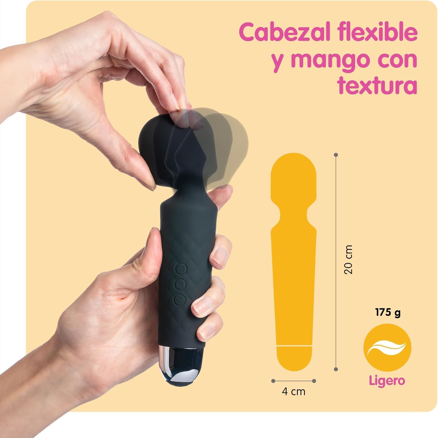 Oliver James Vibrador, Masajeador Eléctrica Recargable - Juguetes eroticos, dispositivo de bienestar sexual para mujeres - Con 20 patrones de vibración y 8 velocidades - Carga por USB (Negro)