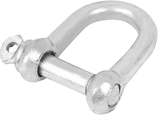 Aexit M12 Stainless Chain & Rope Fittings Steel Screw Pin D Ring Bow Shackle Wire Rope Fastener Wire Rope Clips Silver Tone