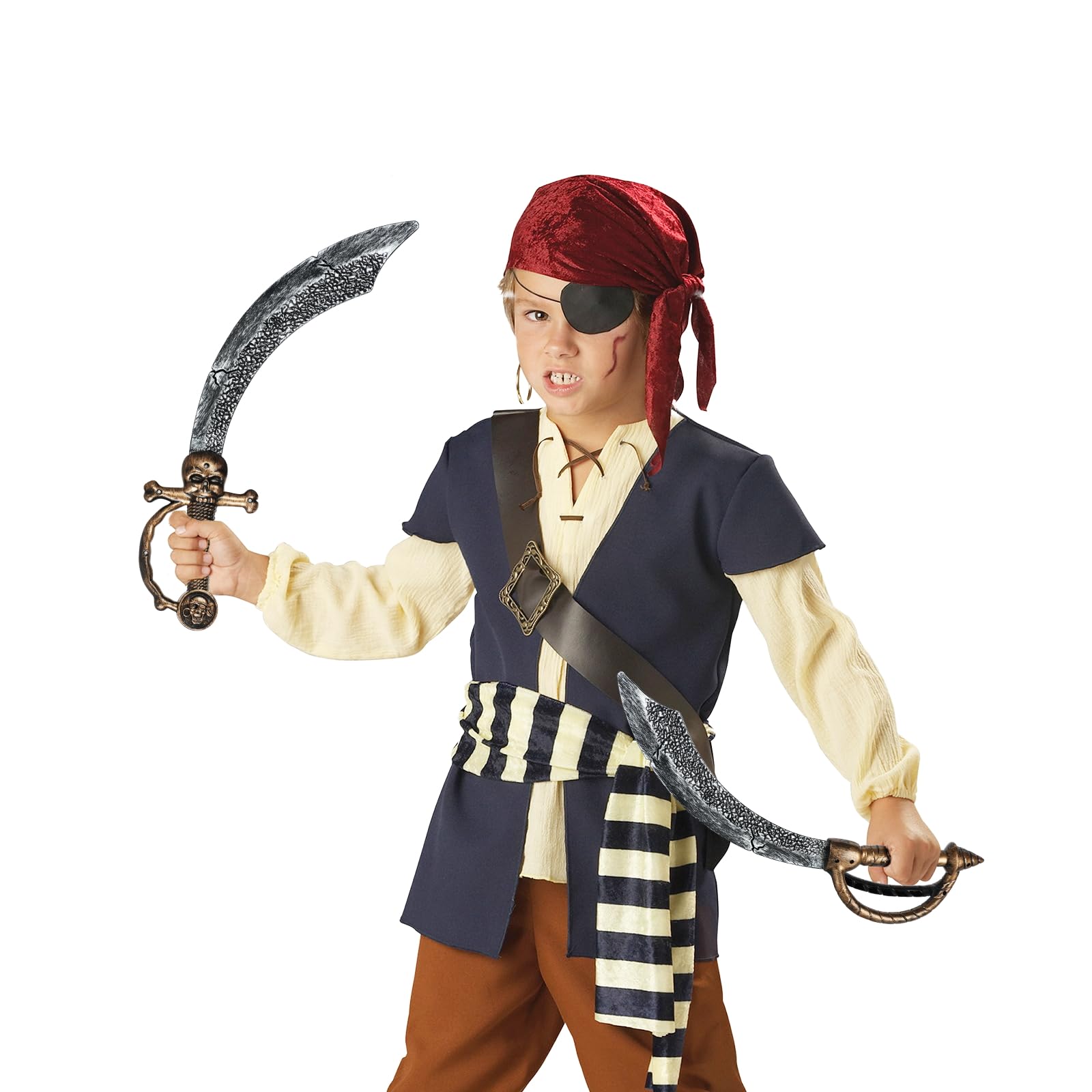 Pirate Sword, 2pcs 18" Plastic Toy Sword Pirate Costume Accessories for Adult Halloween Cosplay Party Dress-Up Brown - Image 2
