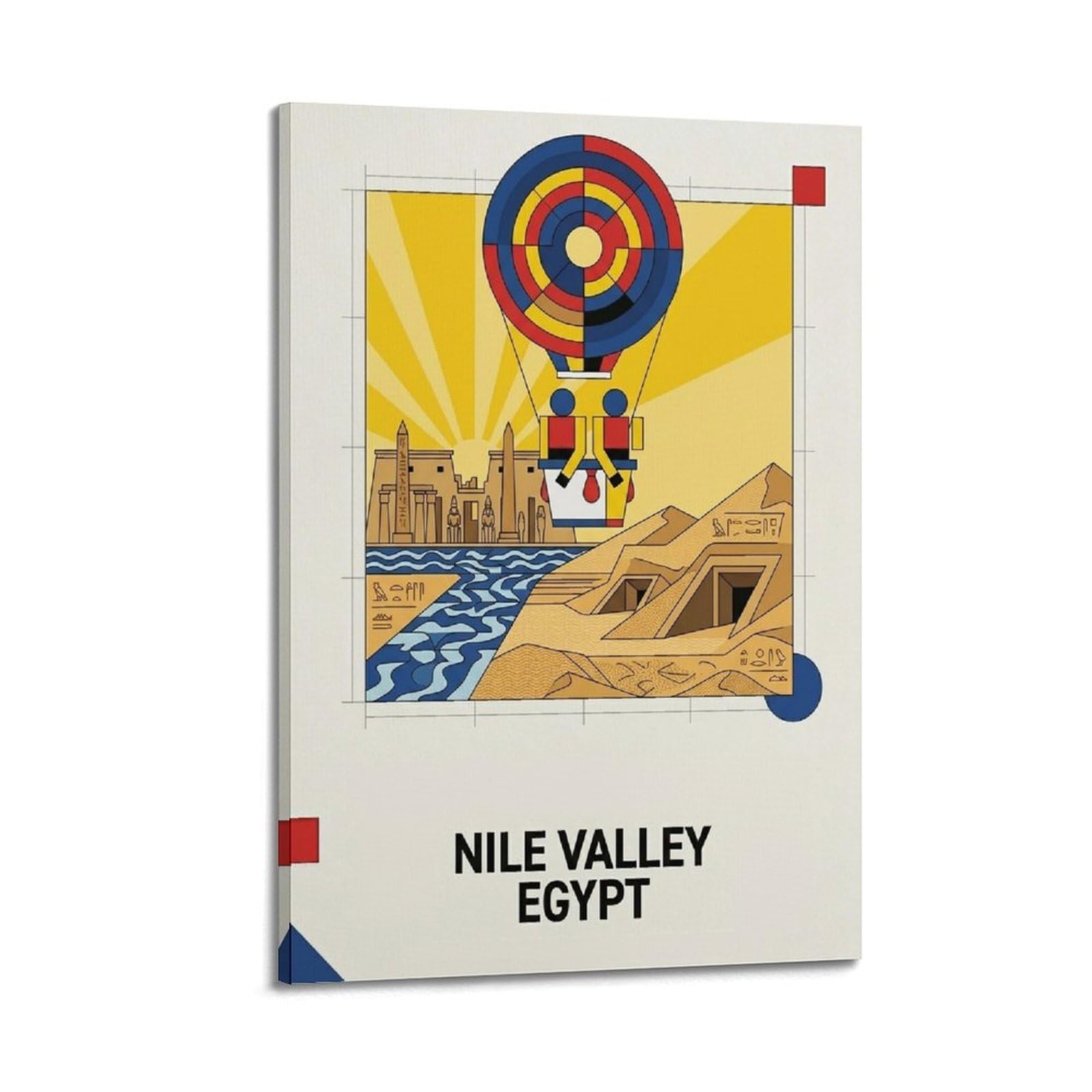 XKUGA Bauhaus Style Egypt Nile Valley Travel Poster Modern Decorative Canvas Prints - Ideal Wall Art for Family, Man Cave, Game Room, Boys & Girls Bedroom 20x30inch(50x75cm)