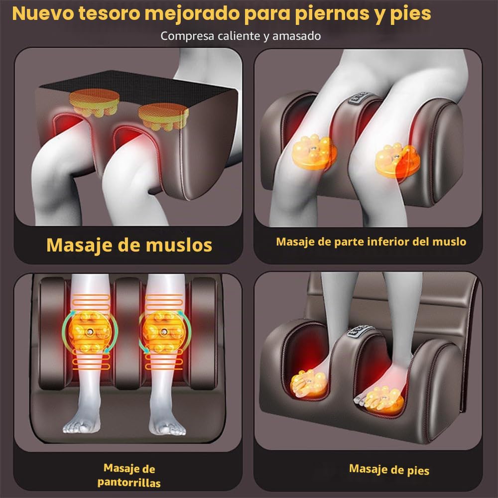 Eznaobo Shiatsu - Esterilla De Masaje Eléctrica Con Función Calor, 3 Niveles Intensidad, 5 Modos, 10 Patrones Vibración, Estiramiento Presión Aire, Pies, Cuello Y Espalda