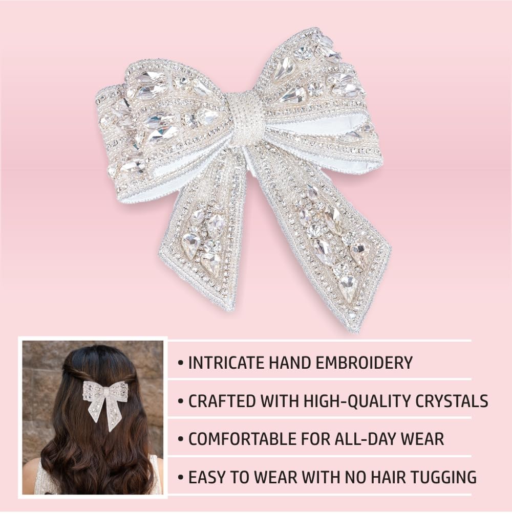 Amazon.com : Hair Drama Co. Crystal Hair Clips Bow Barrette  display picture 2