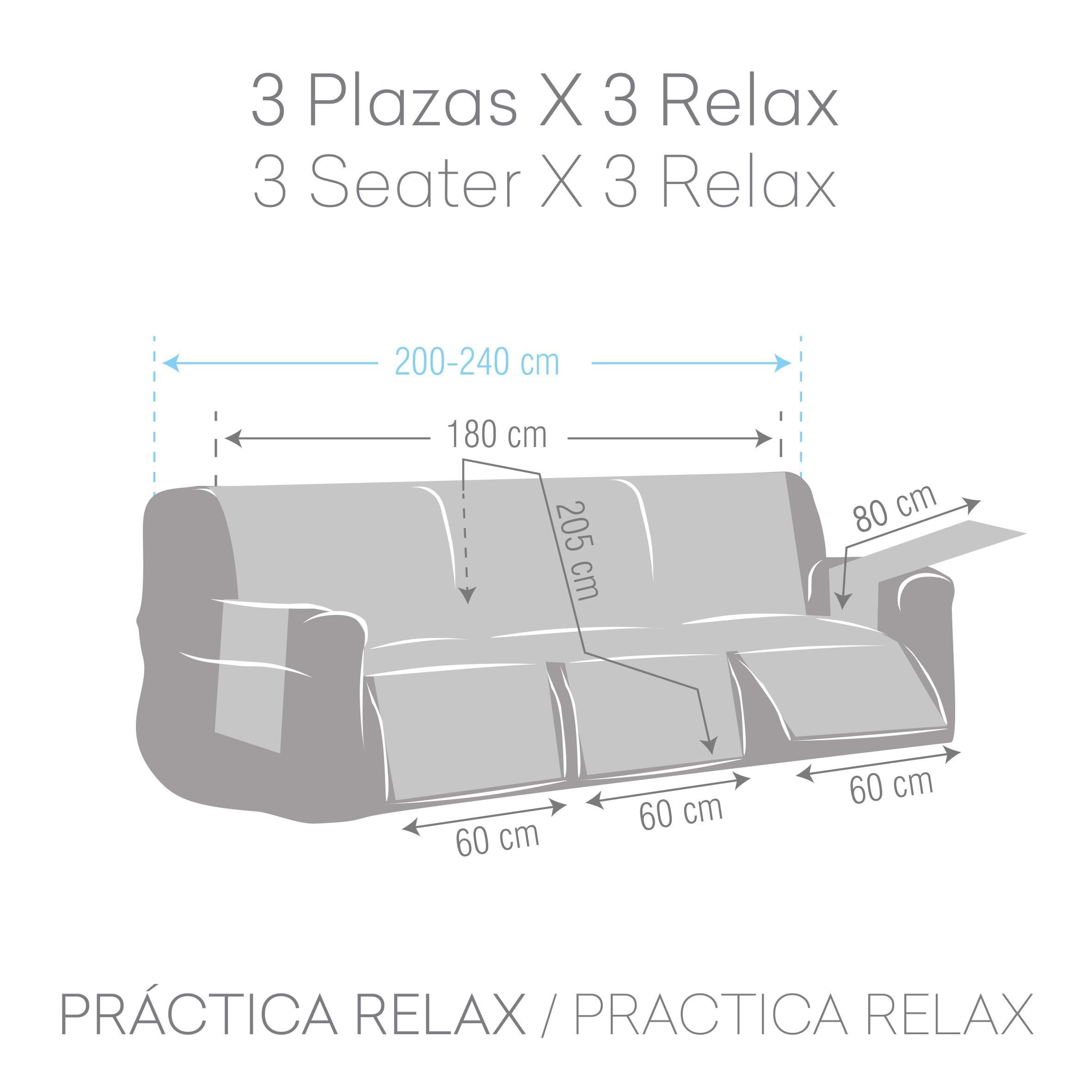 Milica Funda sofá Relax Acolchada Reversible 3 plazas con 3 Aperturas | Cubre sofá Lavable diseño Liso en poliéster Suave | Protección práctica para Casas con niños o Animales | Color Marfil Neutro