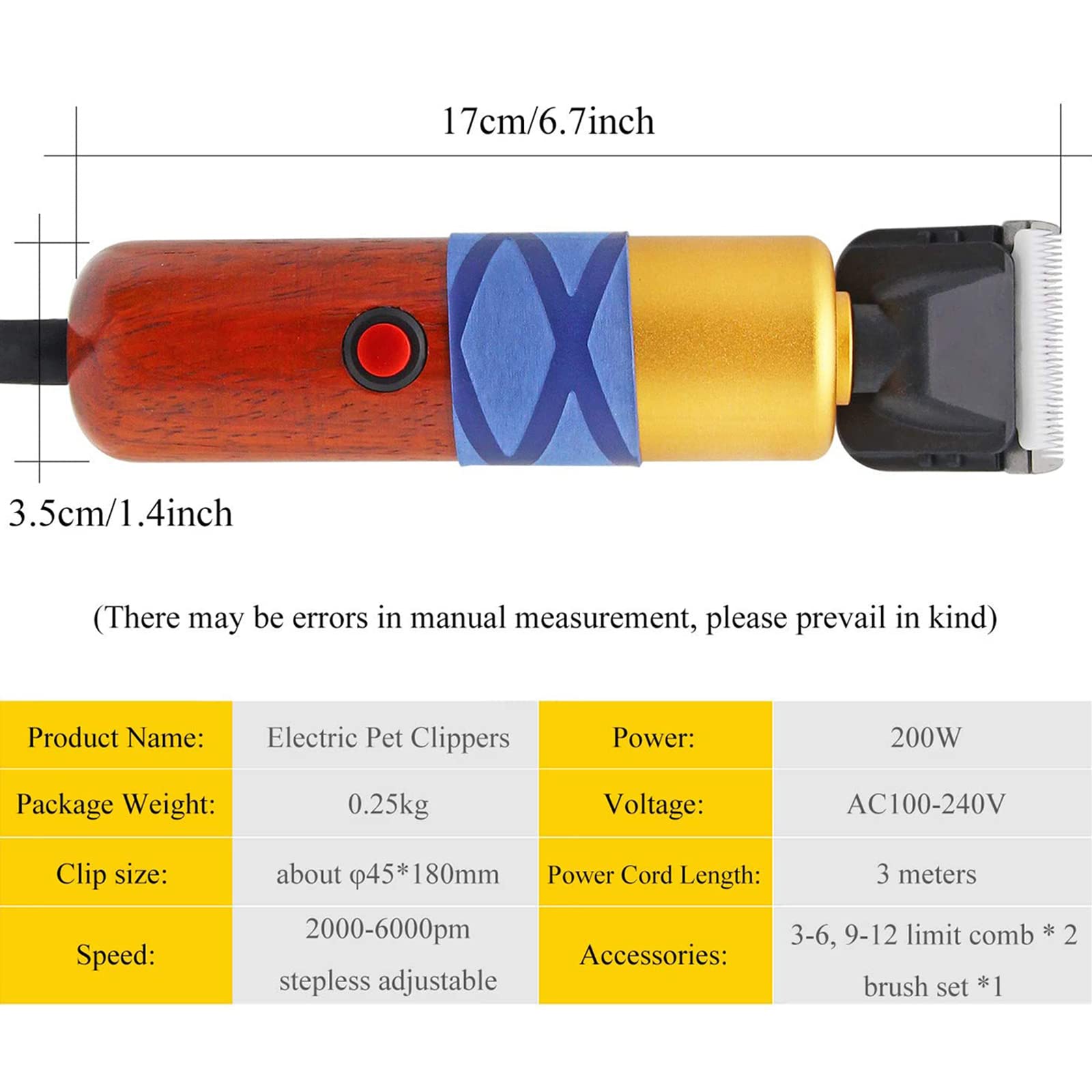 Cortapelos para Perro Profesional 200W,Maquina Pelo Perros,Cortapelos Perros Pelo Largo,Bajo Ruido Máquina Cortar Pelo,Ideal para Conejo/Perro/Gato/Oveja Y Otros Animales