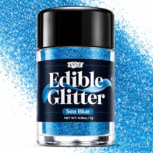 Blue Edible Glitter 5g, Food Grade Luster Dust for Cocktails & Baking, Vibrant Blue Shimmer Powder for Desserts, Cupcakes, Icing & Decorations