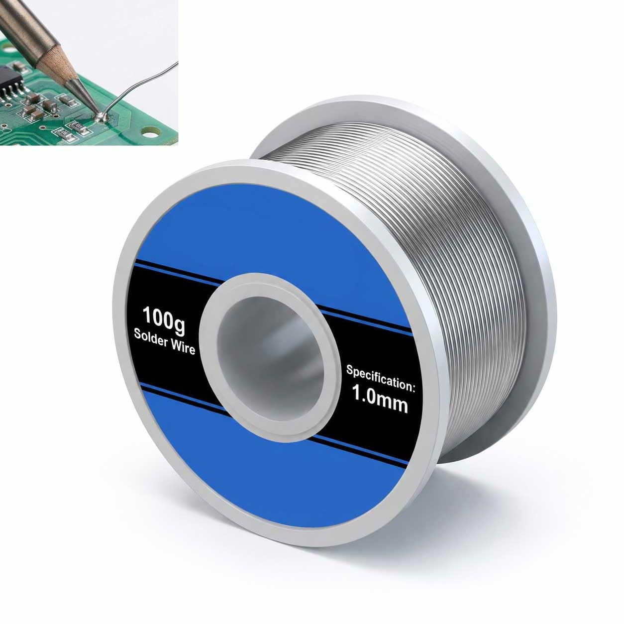 Alambre de Solda dura 1mm 100g con Núcleo de Colofonia para Electrónica | Estaño Soldador 60/40 para Reparaciones, Componentes Electrónicos y Proyectos de Soldering, Soldadura Fácil y Limpia