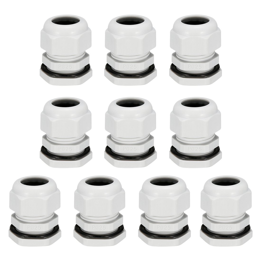 uxcell 10Pcs PG25 Cable Gland Waterproof Plastic Joint Adjustable Locknut White for 16mm-21mm Dia Cable Wire-image-29