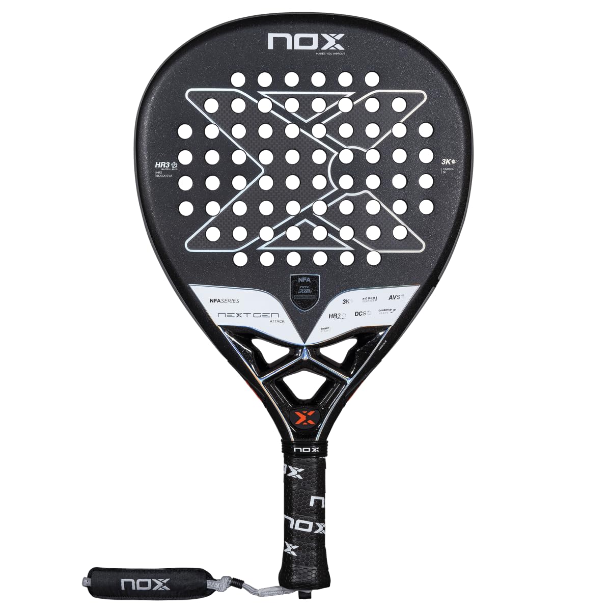 Padel Racket NEXTGEN PRO Attack 3K NFA Series 2025 | Diamond Shape Pala Padel | Carbon 3K Face & HR3 Color Core | Rough Sand Texture for Spin |