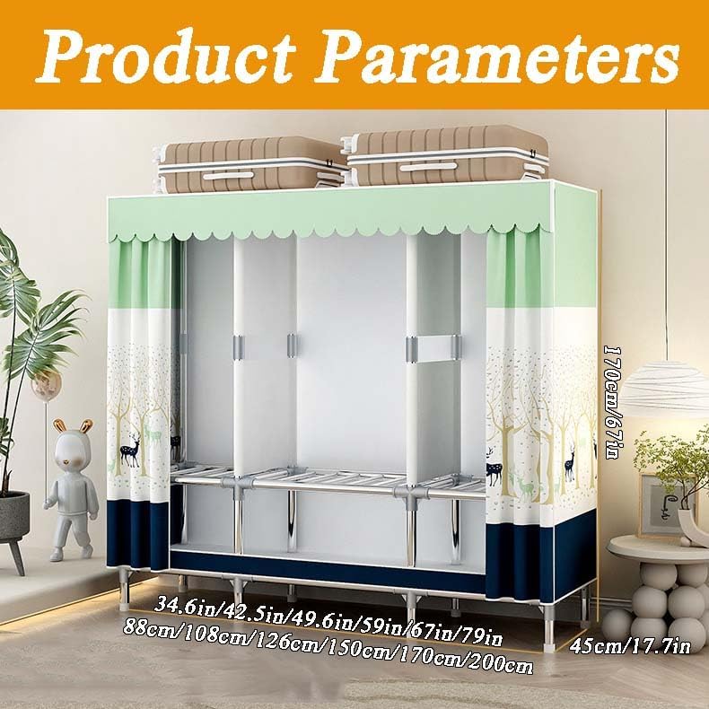 HUHJYUGE Wardrobe Closet for Hanging Clothes, Portable Wardrobe Closet with Cover, Portable Closet Wardrobe Heavy Duty, Extra Sturdy, Strong and Durable, for Cloakroom, Bedroom