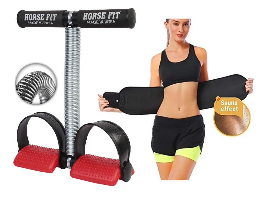 HORSE FIT Tummy Trimmer Single spring with Sweat Belt Combo | Waist Trimmer | Body Shaper | Weight Loss Fitness Equipment | Body Toner | Single Spring Ab Tummy Trimmer (RED) (B0D8L7RBNT) Amazon Price History, Amazon Price Tracker