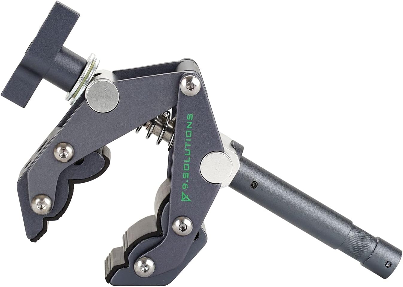 9.Solutions Savior Clamp With Stud, Articulated Jaws, 3.5In Long, 5/8" Baby Pin, Max Load: 66lbs, 9.XS1005A, fit firmly onto any oddly shaped object