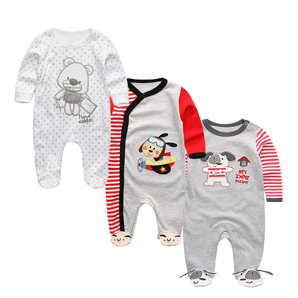 MAMIMAKA Baby Strampler Pyjama Baumwolle Overall Jungen Mädchen Schlafanzug Langarm Fußbodys Einteiler Outfits