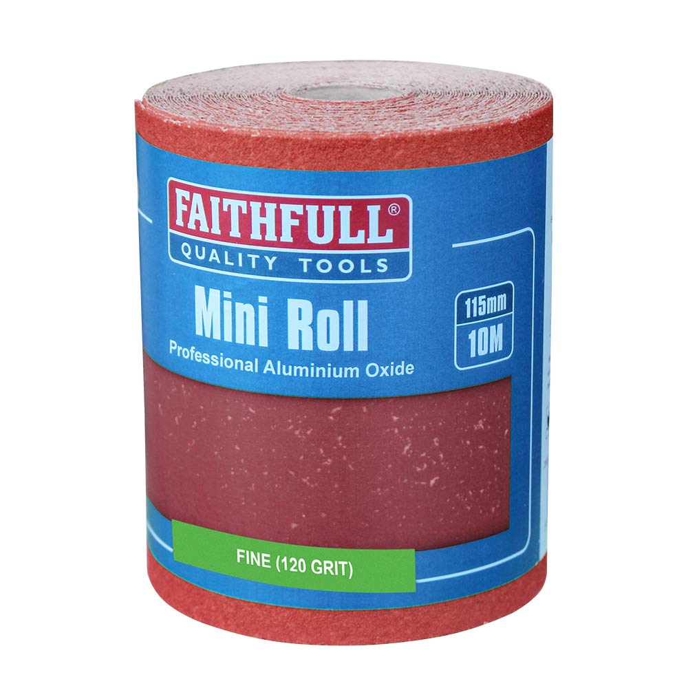 Faithfull Red 000504 Aluminium Oxide Sanding Paper Roll Heavy-Duty 115Mm X 10M 120G