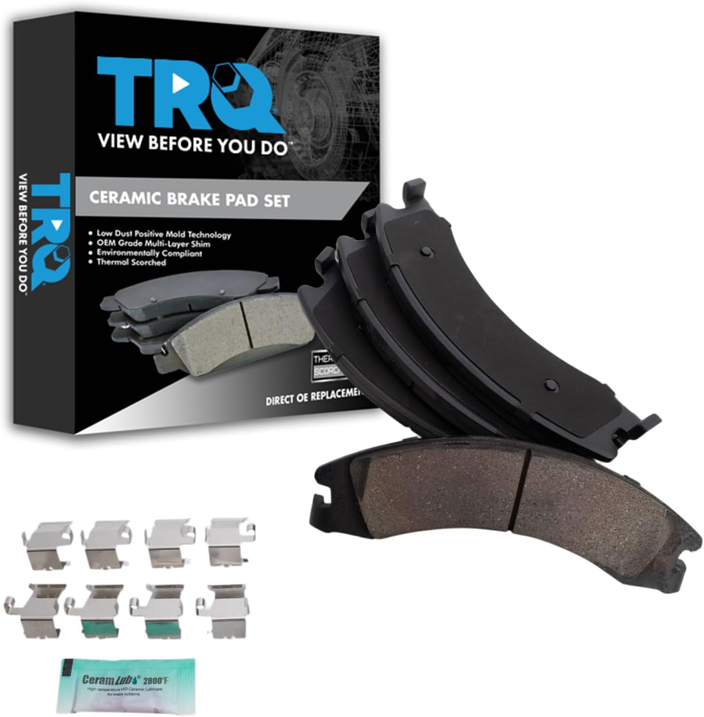TRQ Rear Brake Pads Ceramic Compatible with 2008-2014 Ford E-150 E-250 2008-2022 E-350 Super Duty