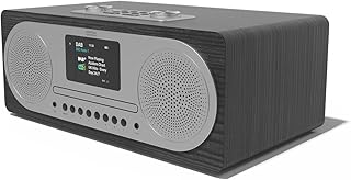 DAB DAB+ FM Radio Stereo Hi-Fi Speaker System & CD Player, Bluetooth, Colour Display, MP3 Playback, USB Phone Charger, Equaliser, Remote Control Clockwood (AZATOM CL100X Black)