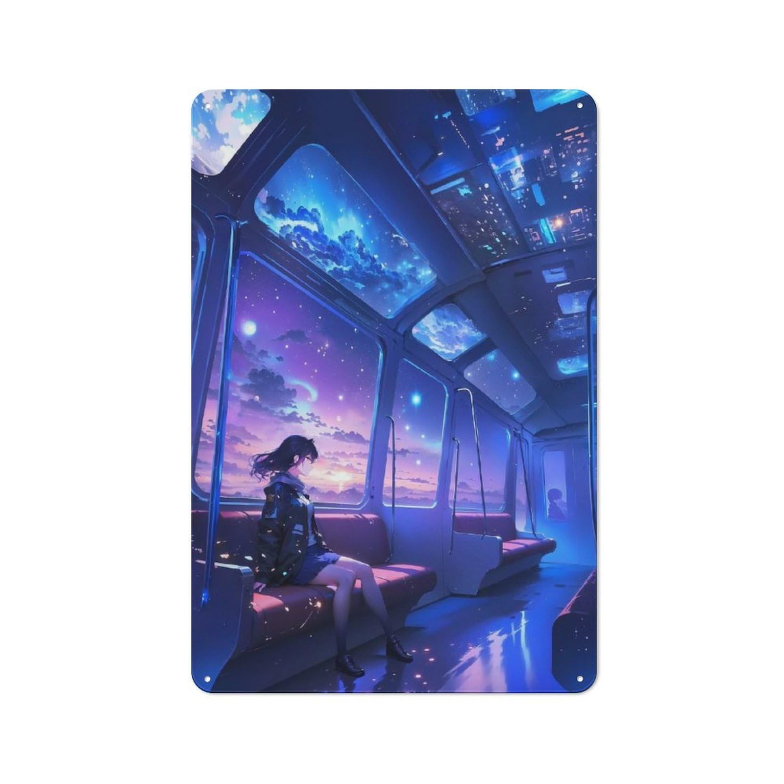 Junmoney Girls Style-24 Cottage Style Anime On A Starry Train Country Metal Sign 30X20cm, Farmhouse Wall Decor For Farmhouse Kitchen, Pantry Or Dining Area