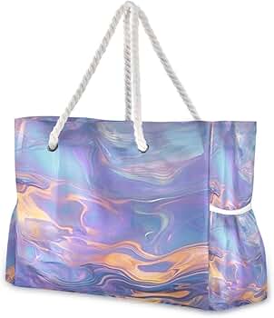 Amazon.com: GUIJI Violet Light Ripple Beach Tote Bag for